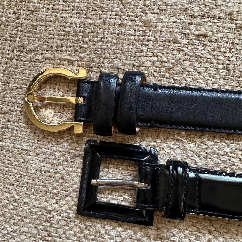 Ferragamo and Saks Fifth Avenue black leather belts - like new